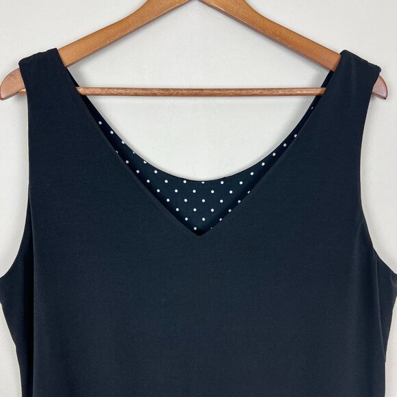 Reversible Tank Top Womens Large Black White Polka Dot Solid Sleeveless V-Neck - Picture 10 of 10